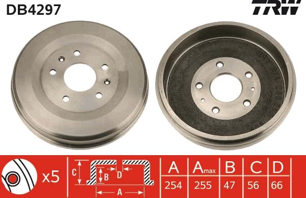 TRW DB4297 - Tamburo freno autozon.pro