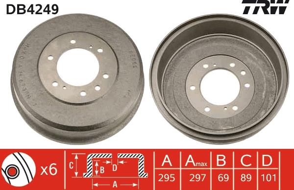 TRW DB4249 - Tamburo freno autozon.pro