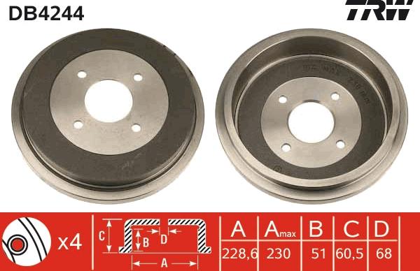 TRW DB4244 - Tamburo freno autozon.pro