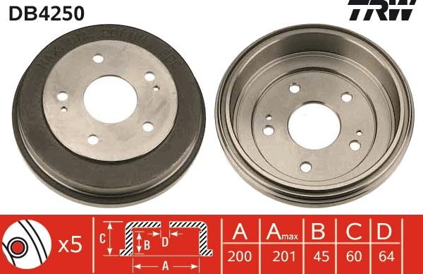 TRW DB4250 - Tamburo freno autozon.pro