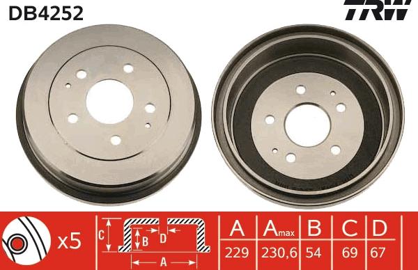 TRW DB4252 - Tamburo freno autozon.pro