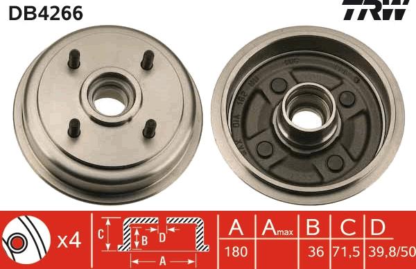 TRW DB4266 - Tamburo freno autozon.pro