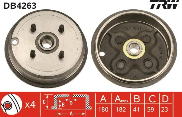 TRW DB4263 - Tamburo freno autozon.pro