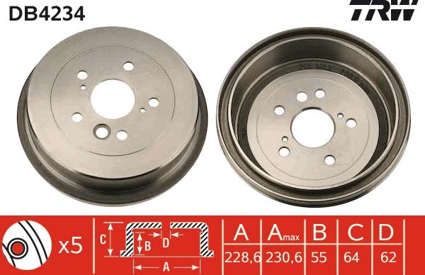 TRW DB4234 - Tamburo freno autozon.pro