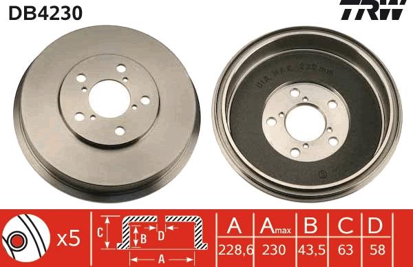 TRW DB4230 - Tamburo freno autozon.pro