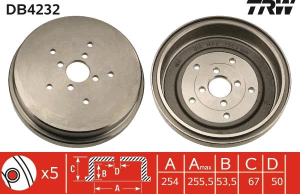 TRW DB4232 - Tamburo freno autozon.pro