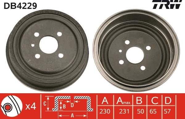 TRW DB4229 - Tamburo freno autozon.pro