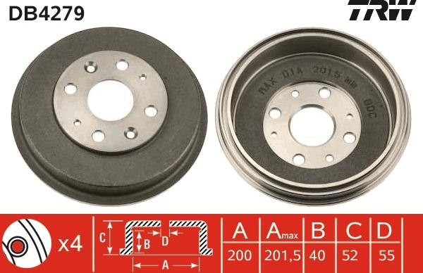 TRW DB4279 - Tamburo freno autozon.pro