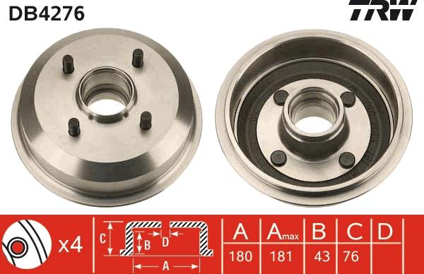 TRW DB4276 - Tamburo freno autozon.pro