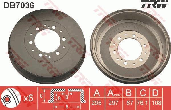 TRW DB7036 - Tamburo freno autozon.pro