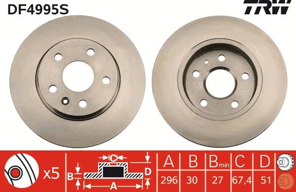 TRW DF4995S - Discofreno autozon.pro