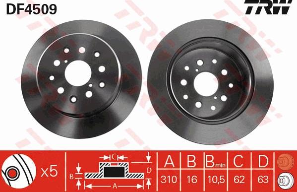 TRW DF4509 - Discofreno autozon.pro