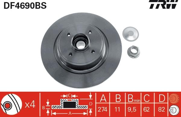 TRW DF4690BS - Discofreno autozon.pro