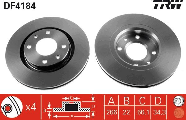 TRW DF4184 - Discofreno autozon.pro