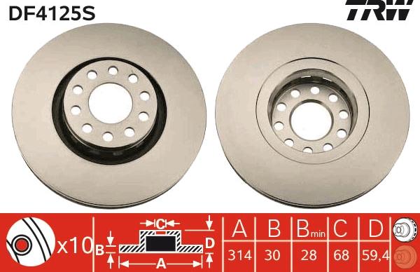 TRW DF4125S - Discofreno autozon.pro