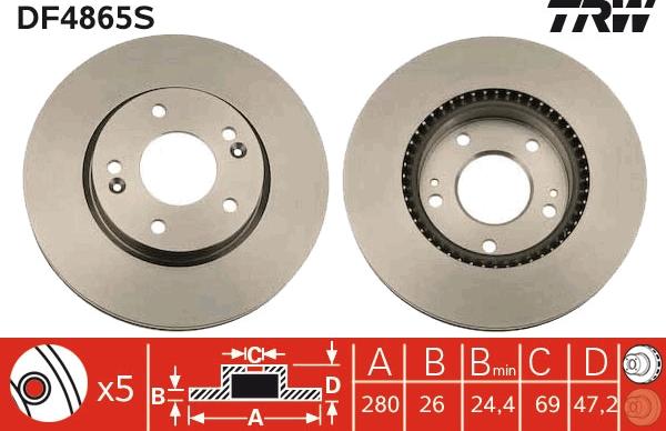 TRW DF4865S - Discofreno autozon.pro