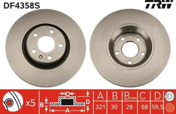 TRW DF4358S - Discofreno autozon.pro