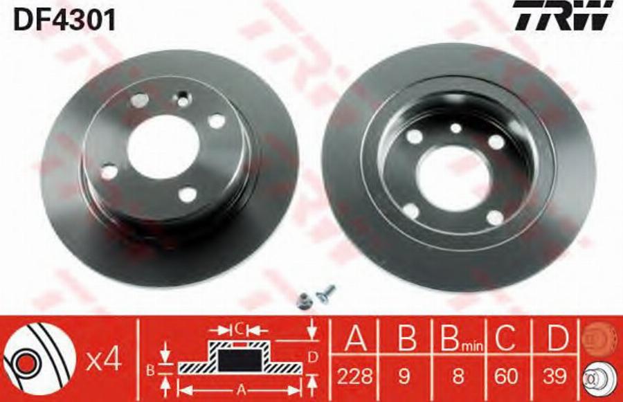 TRW DF4301BP - Discofreno autozon.pro