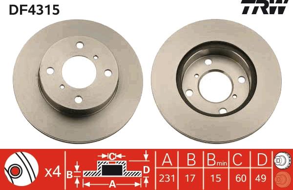 TRW DF4315 - Discofreno autozon.pro