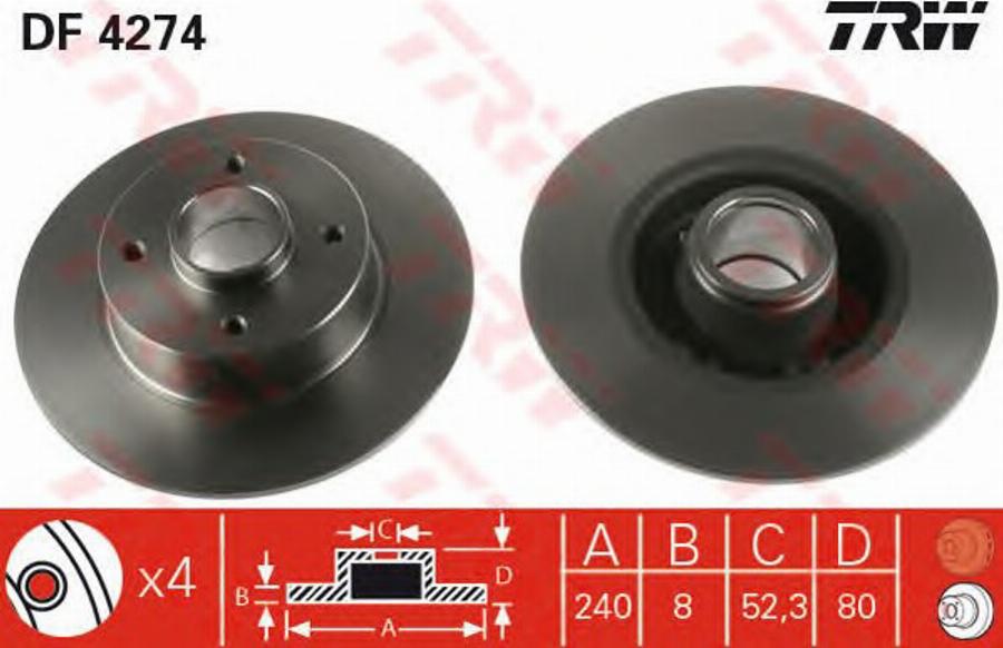 TRW DF4274BPS - Discofreno autozon.pro