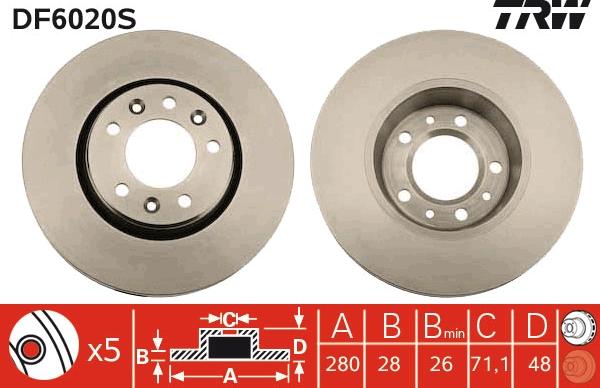 TRW DF6020S - Discofreno autozon.pro