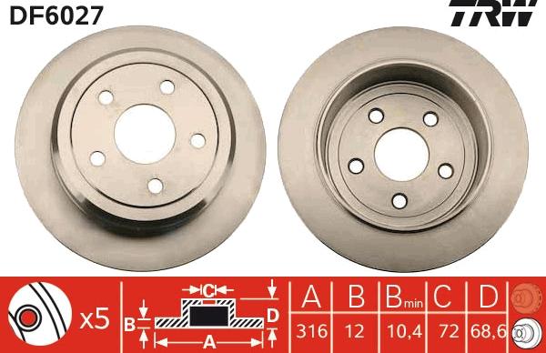 TRW DF6027 - Discofreno autozon.pro