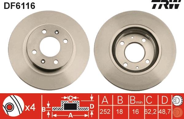 TRW DF6116 - Discofreno autozon.pro