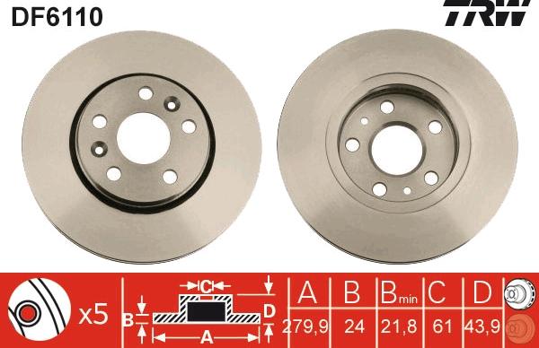 TRW DF6110 - Discofreno autozon.pro