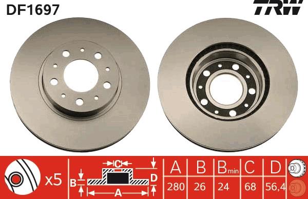 TRW DF1697 - Discofreno autozon.pro