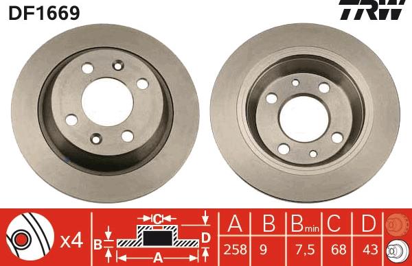 TRW DF1669 - Discofreno autozon.pro