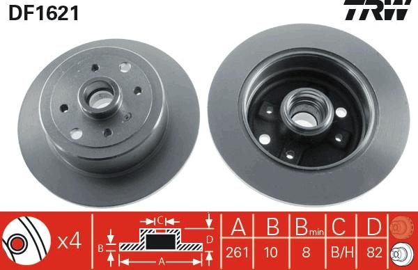 TRW DF1621 - Discofreno autozon.pro