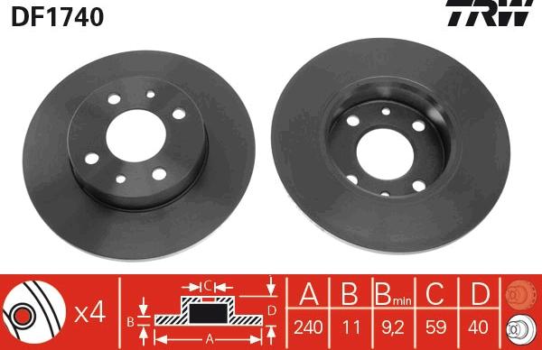 TRW DF1740 - Discofreno autozon.pro