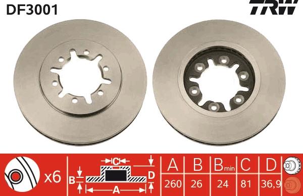 TRW DF3001 - Discofreno autozon.pro