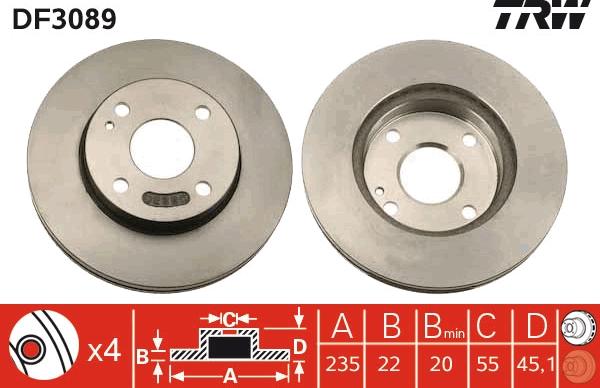 TRW DF3089 - Discofreno autozon.pro