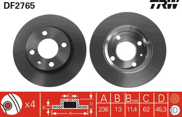 TRW DF2765 - Discofreno autozon.pro