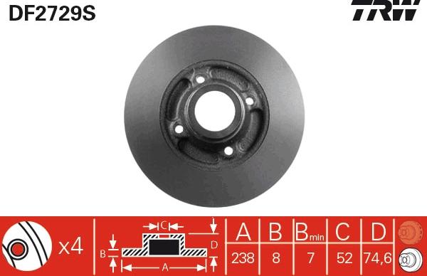 TRW DF2729S - Discofreno autozon.pro