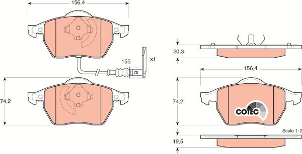 TRW GDB1403 - Kit pastiglie freno, Freno a disco autozon.pro