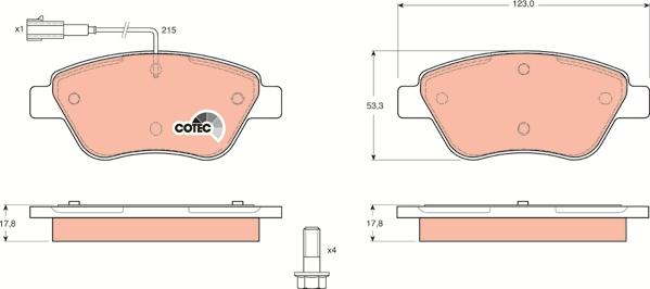 TRW GDB1482 - Kit pastiglie freno, Freno a disco autozon.pro