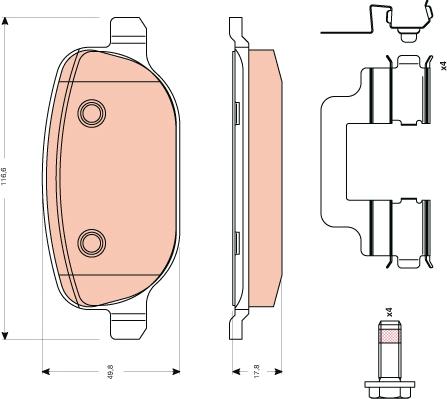 TRW GDB1650 - Kit pastiglie freno, Freno a disco autozon.pro