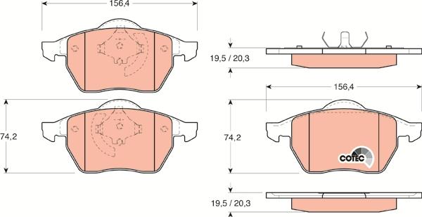 TRW GDB1200 - Kit pastiglie freno, Freno a disco autozon.pro