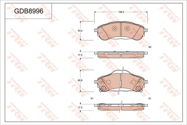 TRW GDB8996 - Kit pastiglie freno, Freno a disco autozon.pro