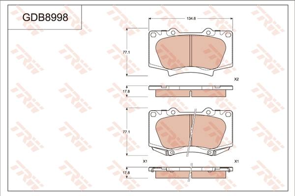 TRW GDB8998AT - Kit pastiglie freno, Freno a disco autozon.pro