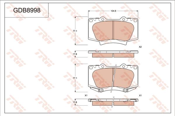 TRW GDB8998 - Kit pastiglie freno, Freno a disco autozon.pro