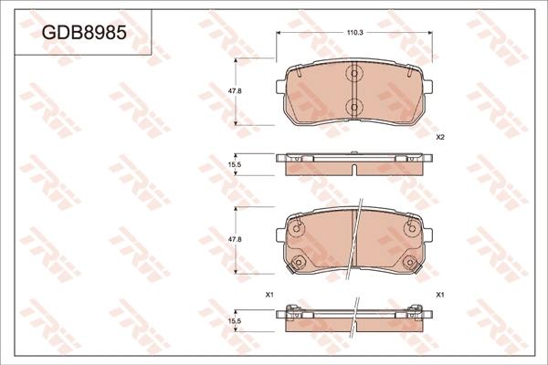 TRW GDB8985AT - Kit pastiglie freno, Freno a disco autozon.pro