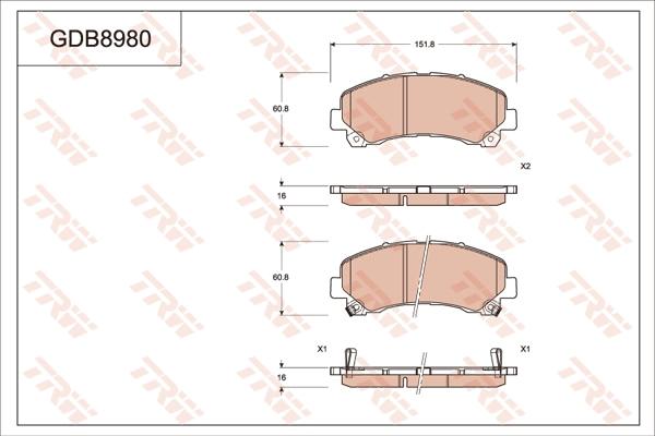 TRW GDB8980 - Kit pastiglie freno, Freno a disco autozon.pro