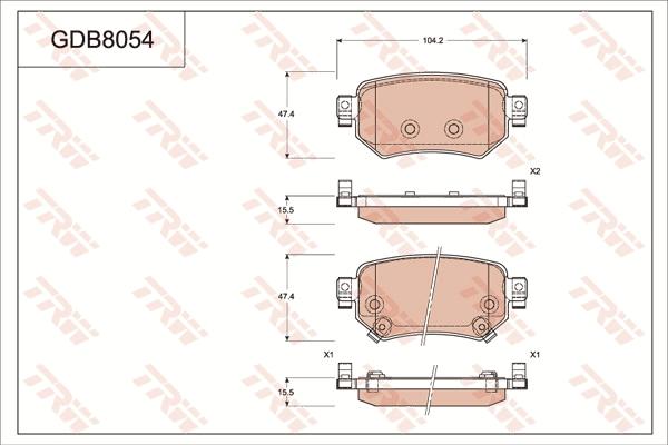 TRW GDB8054 - Kit pastiglie freno, Freno a disco autozon.pro