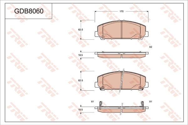 TRW GDB8060 - Kit pastiglie freno, Freno a disco autozon.pro