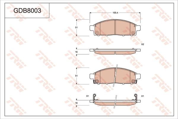 TRW GDB8003AT - Kit pastiglie freno, Freno a disco autozon.pro