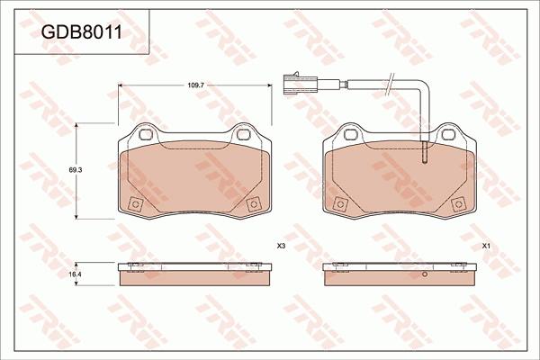 TRW GDB8011 - Kit pastiglie freno, Freno a disco autozon.pro