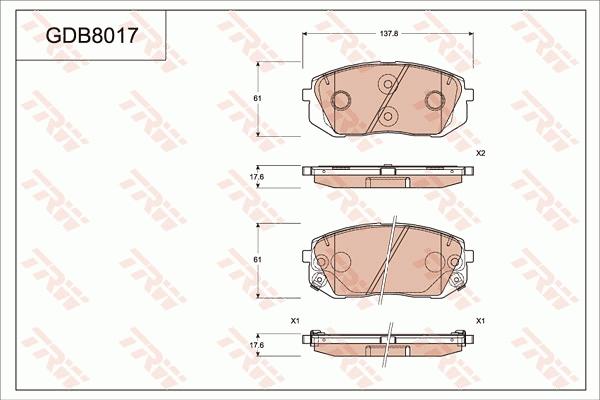 TRW GDB8017AT - Kit pastiglie freno, Freno a disco autozon.pro